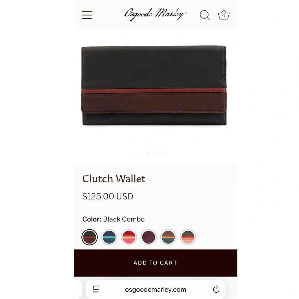 Osgoode Marley Clutch Wallet Black Brown Leather Minimalist Contemporary Quality